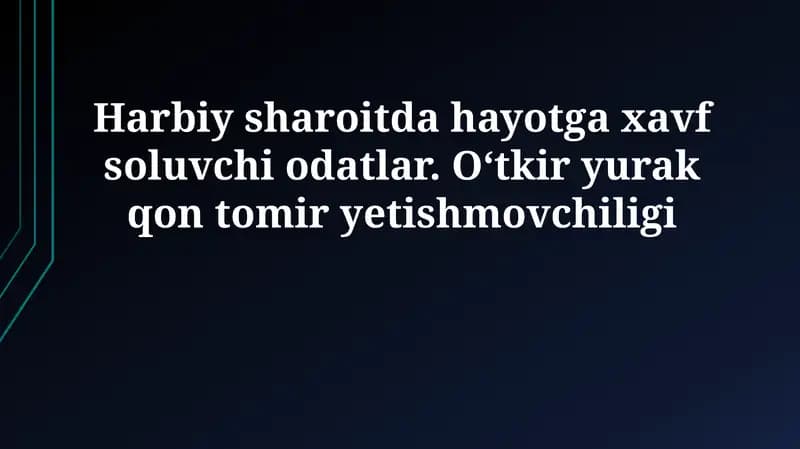 O'tkir yurak-qon tomir yetishmovchiligi: sabablari va mexanizmlari