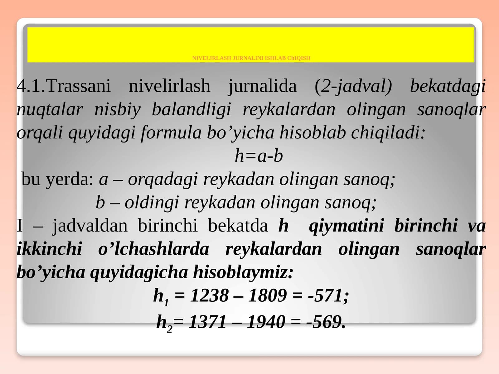 NIVELIRLASH JURNALI