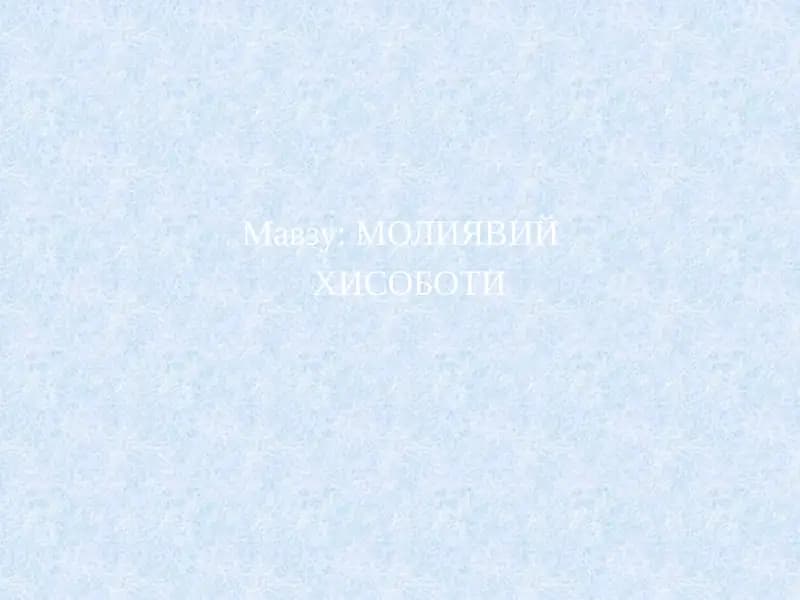 Молиявий Хисоботи Режа