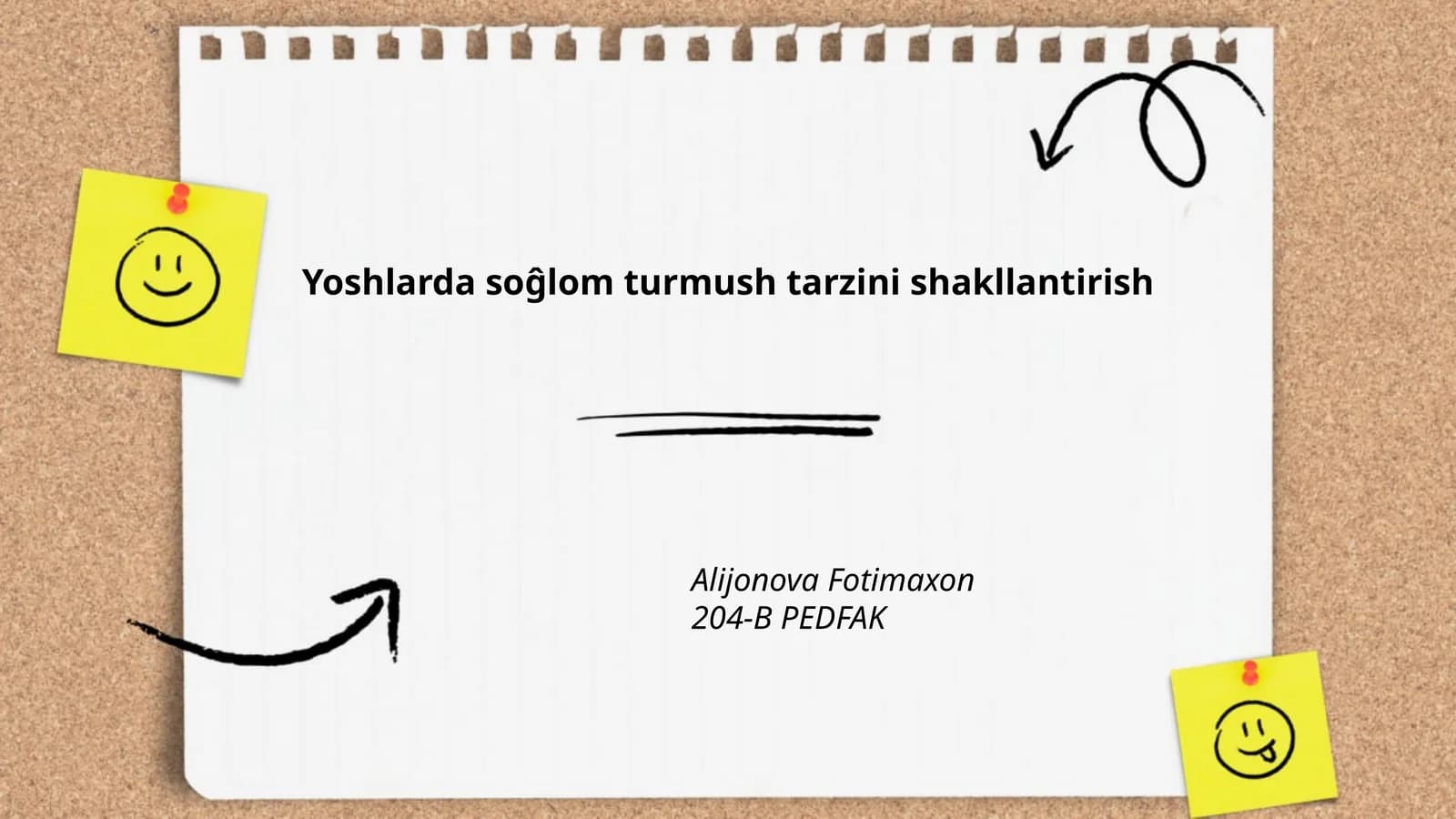Yoshlarda soĝlom turmush tarzini shakllantirish