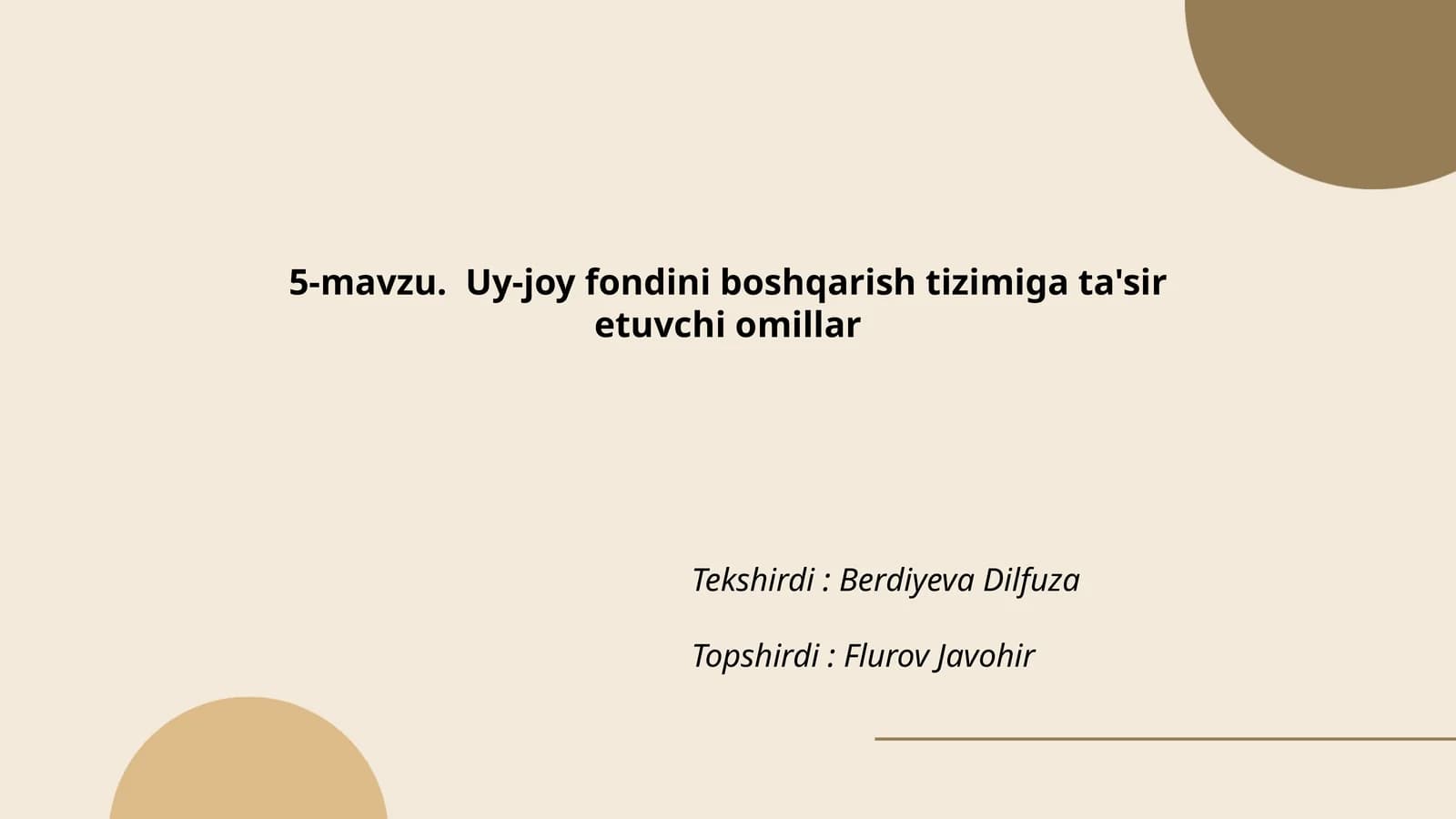 Uy-joy fondini boshqarish tizimiga ta'sir etuvchi omillar