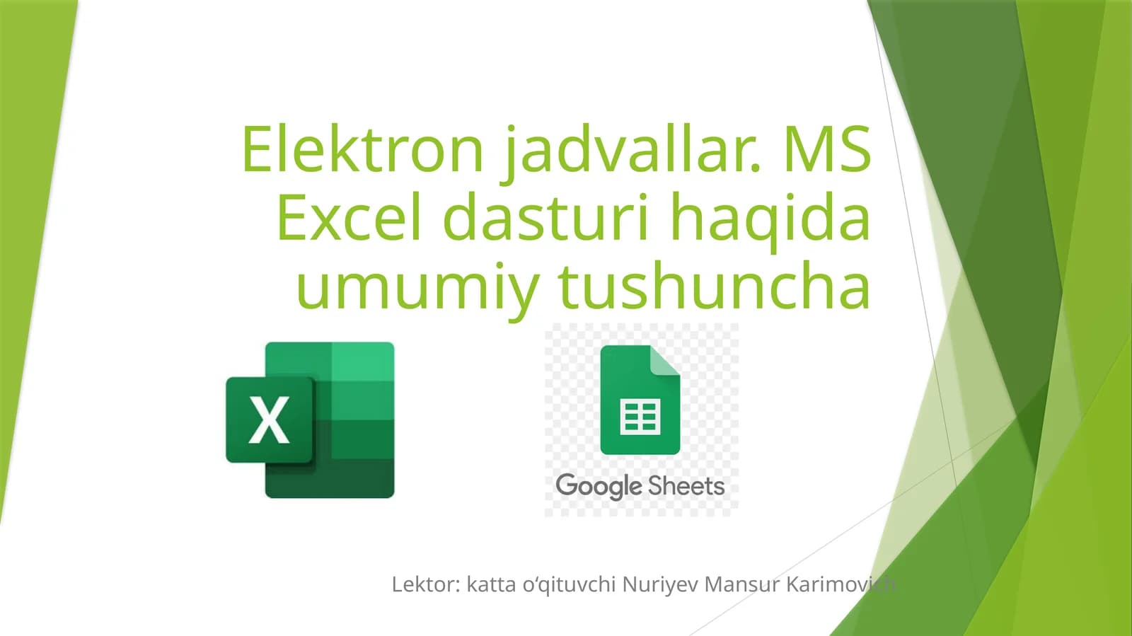 Elektron jadvallar. MS Excel dasturi haqida umumiy tushuncha
