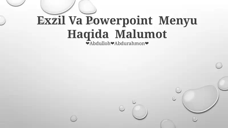 Exzil Va Powerpoint Menyu Haqida Malumot