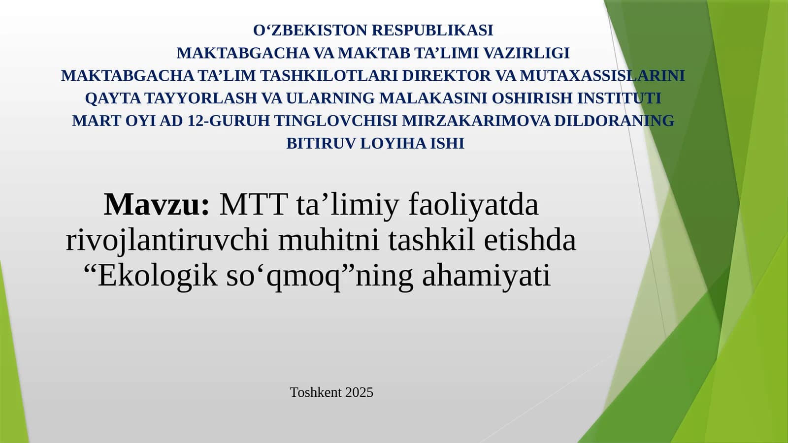 MTTta’limiyfaoliyatdarivojlantiruvchimuhitnitashkiletishda“Ekologikso‘qmoq”ningahamiyati