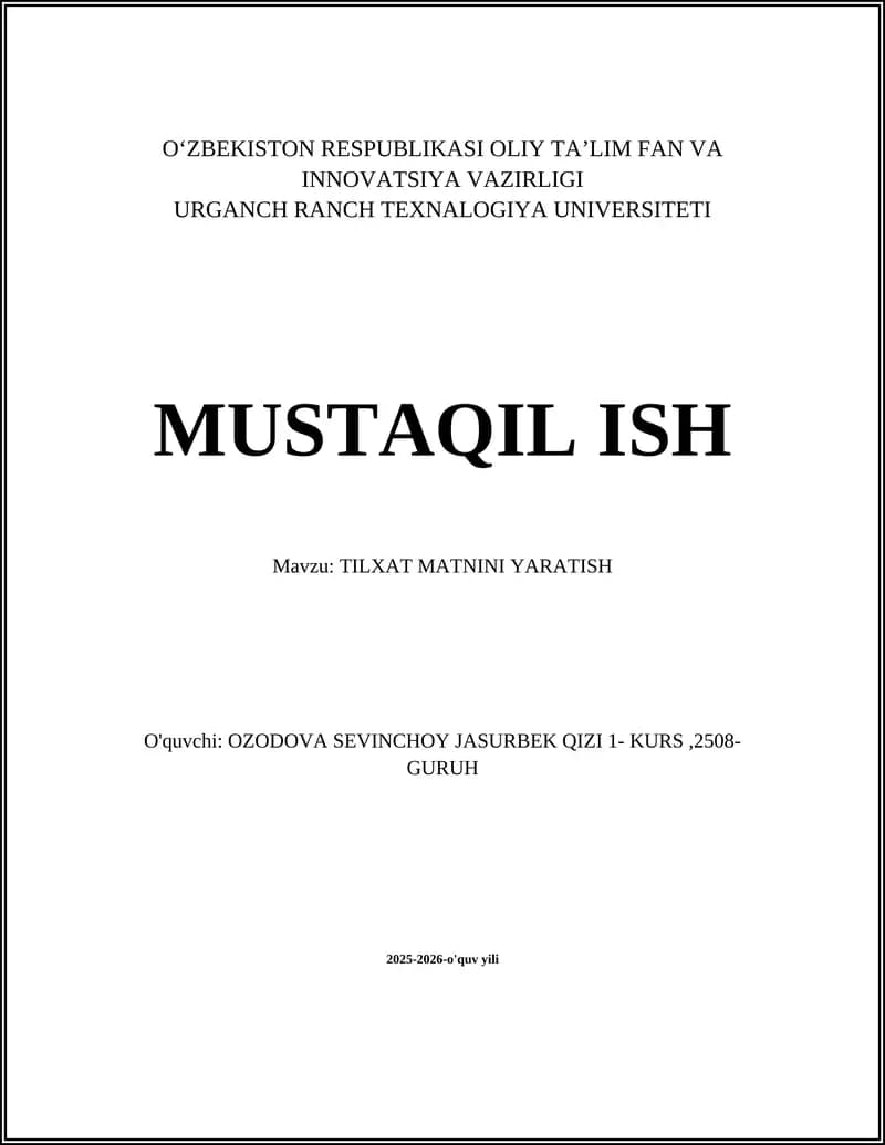 Tilxat matnini yaratish