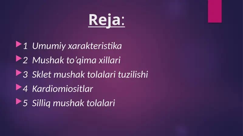 Sklet mushak to'qimasi tuzilishi
