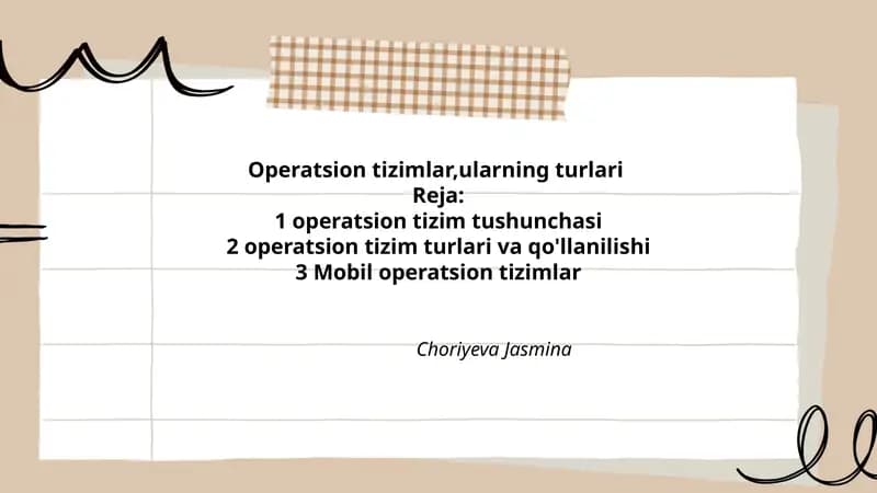 Operatsion tizimlar, ularning turlari