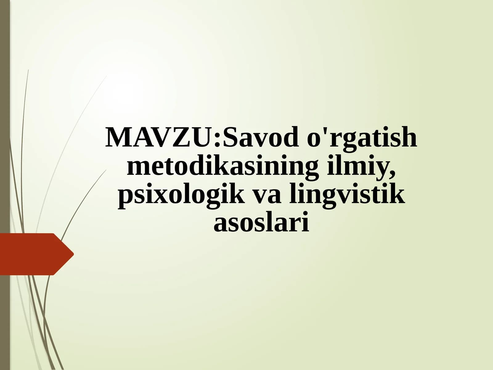Savodo'rgatish metodikasi
