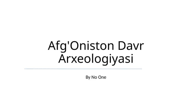 Afg'Oniston Davr Arxeologiyasi