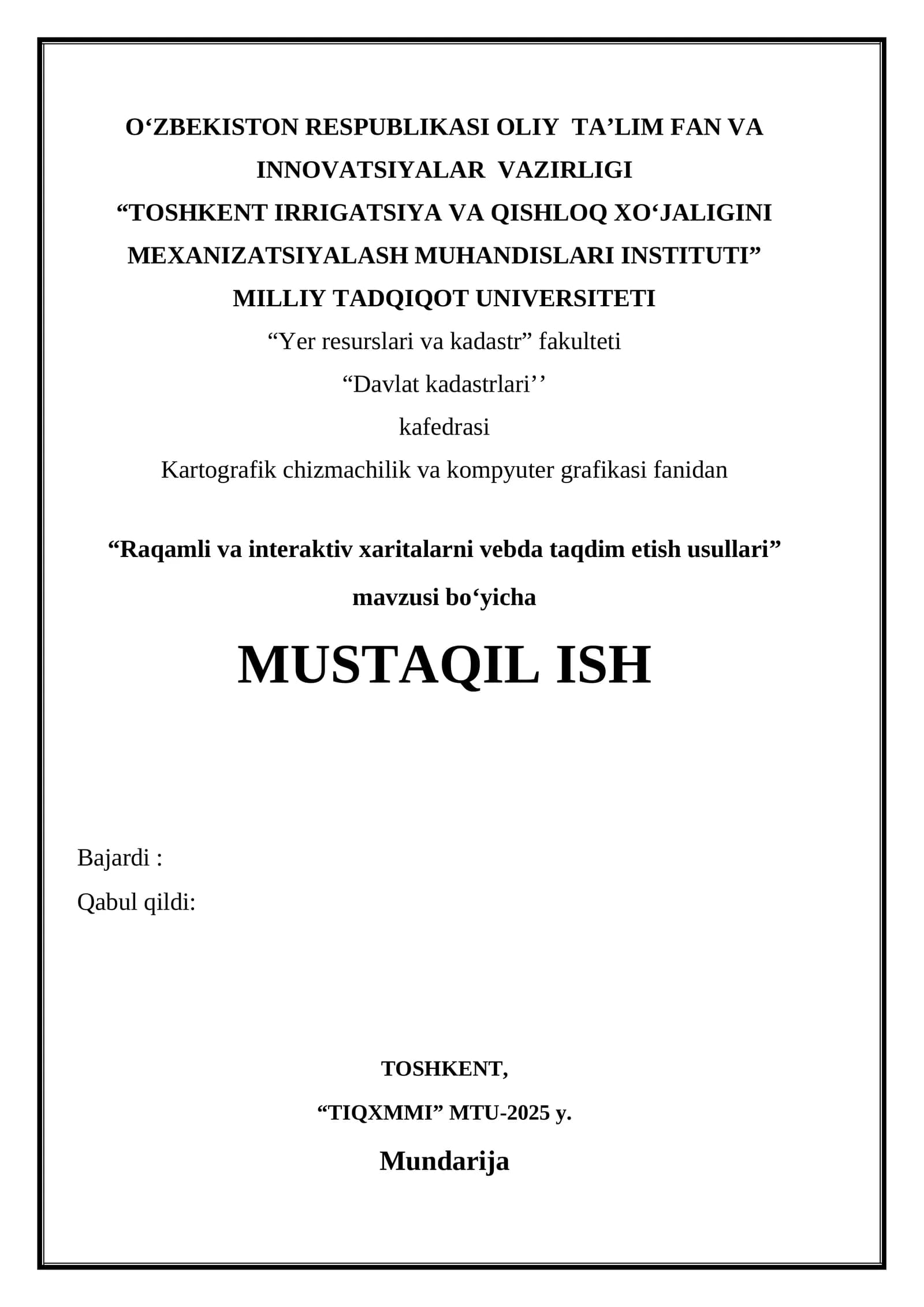 Raqamli va interaktiv xaritalarni vebda taqdim etish usullari.