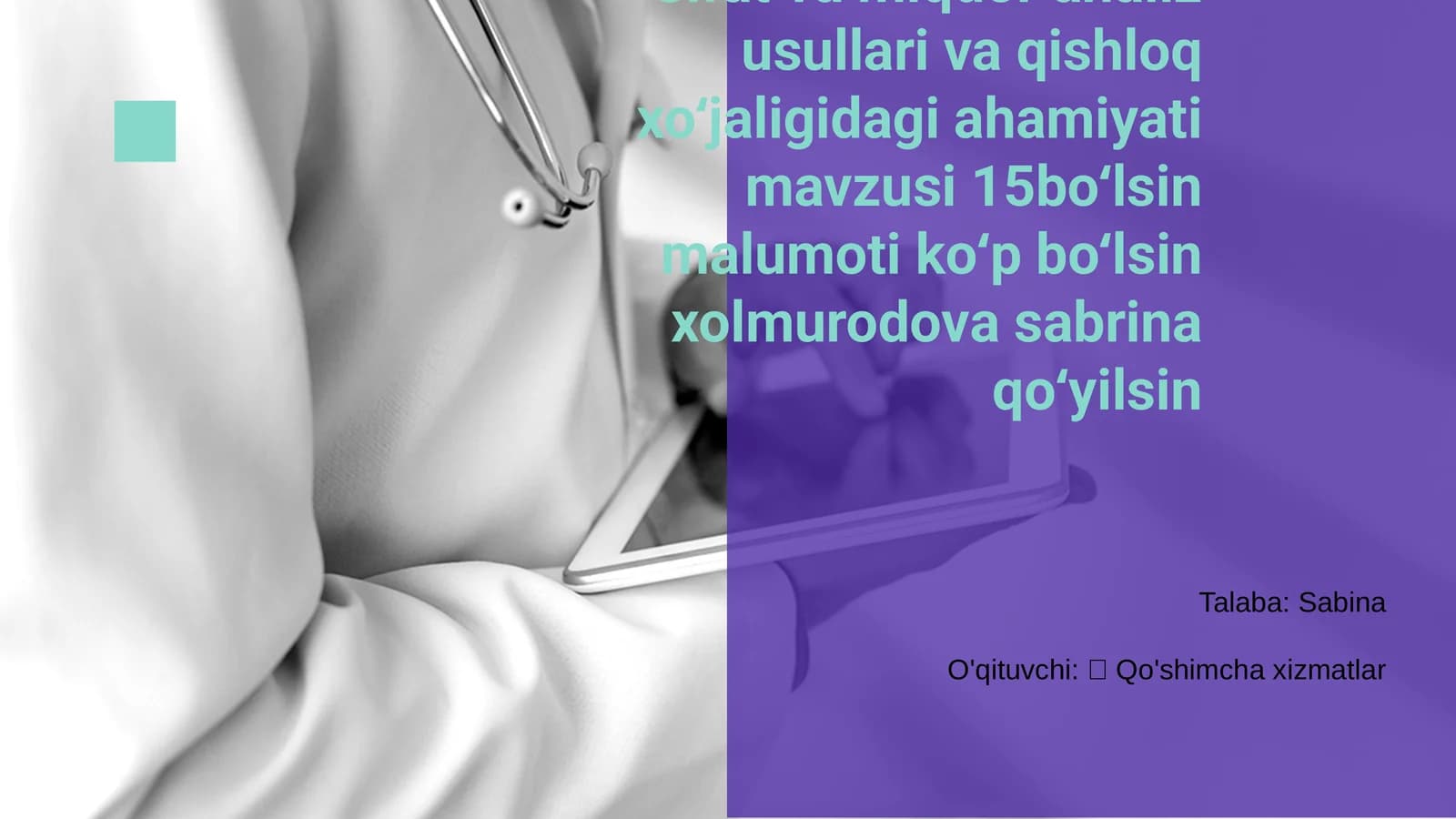 Sifat va miqdor analiz usullari