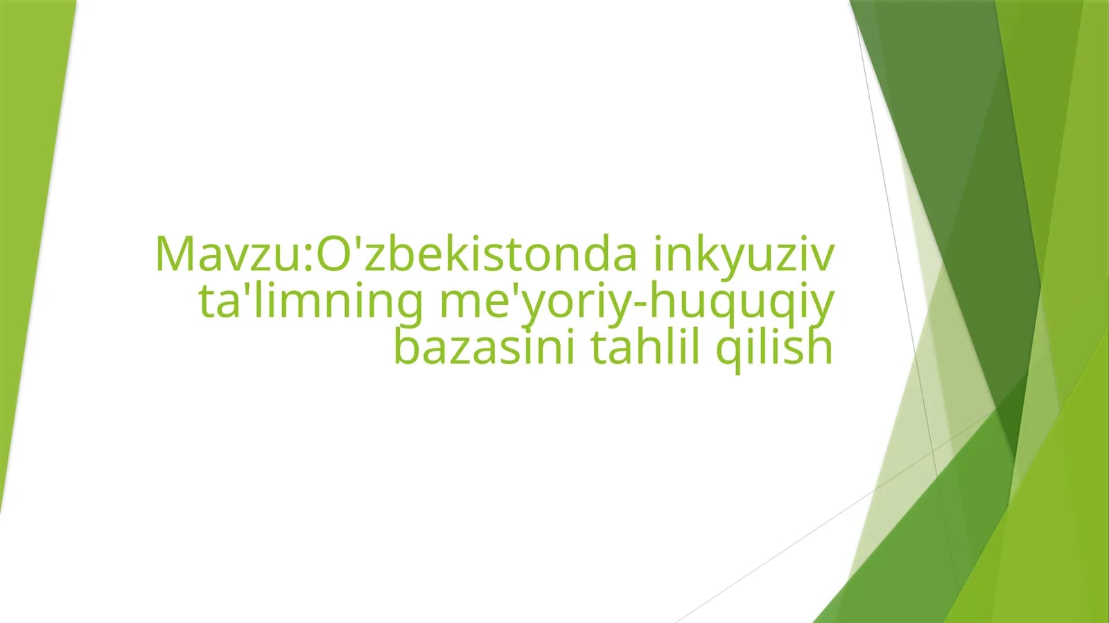 O'zbekistondain klyuziv ta'limning me'yoriy-huquqiy bazasini tahlil qilish