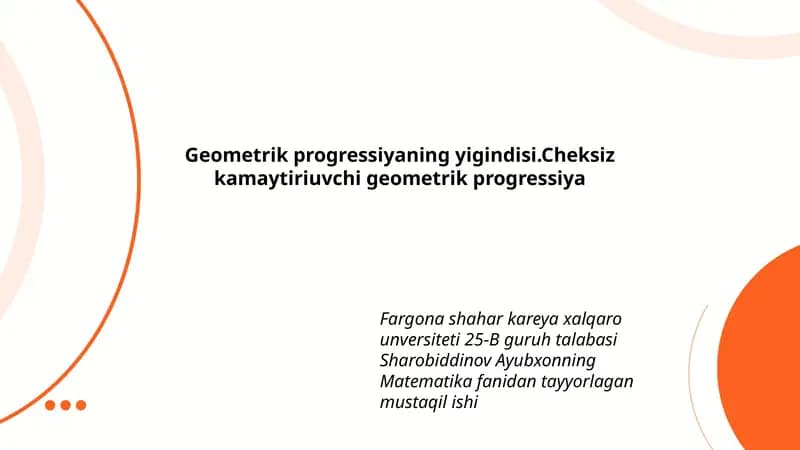 Geometrik progressiyaning yigindisi