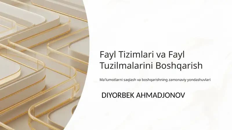 Fayl Tizimlari va Fayl Tuzilmalarini Boshqarish