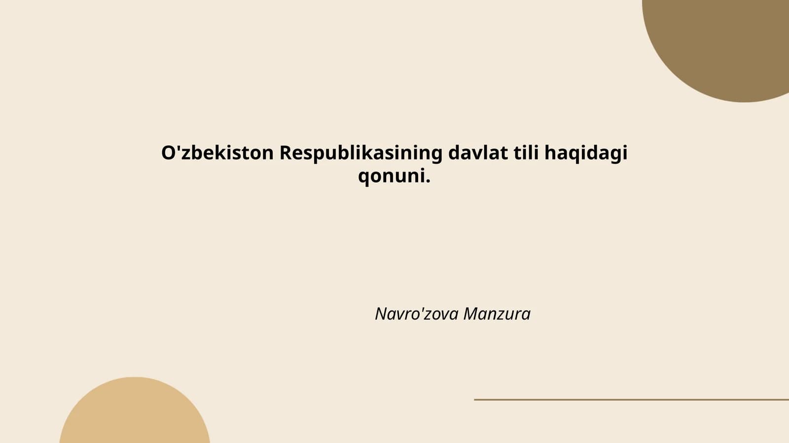 O'zbekiston Respublikasining davlat tili haqidagi qonuni