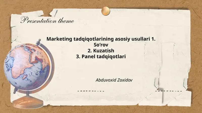 Marketing tadqiqotlarining asosiy usullari
