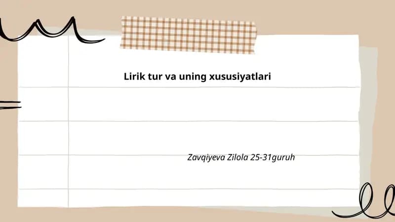 Lirik tur va uning xususiyatlari