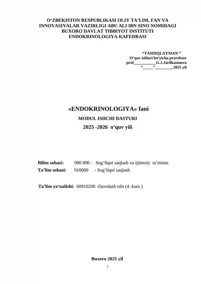 MODUL ISНCНI DASTURI