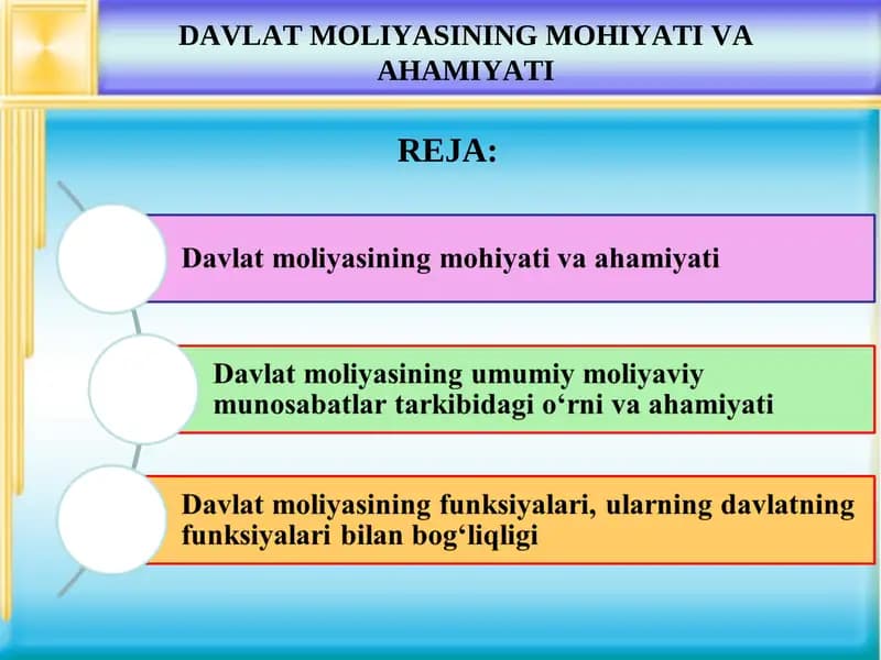 Davlat Moliyasining Mohiyati va Ahamiyati