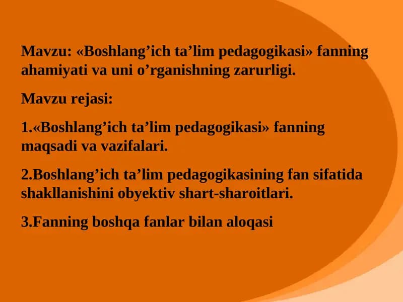 Boshlang’ich ta’lim pedagogikasi