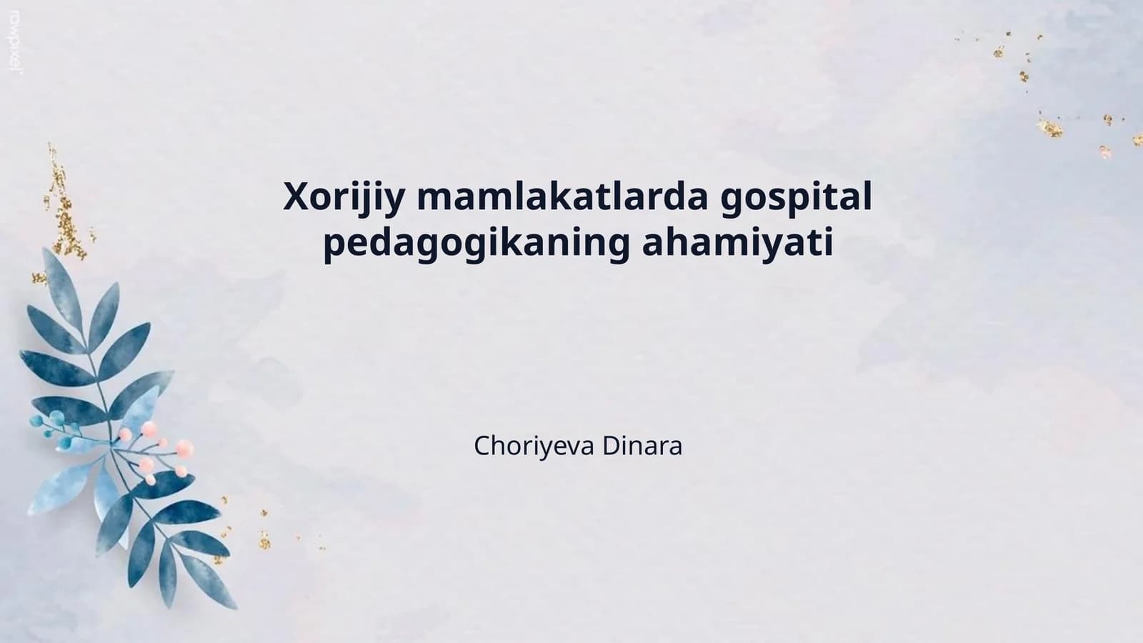 Xorijiy mamlakatlarda gospital pedagogikaning ahamiyati