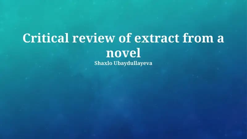 Extract from a novel by Shaxlo Ubaydullayeva