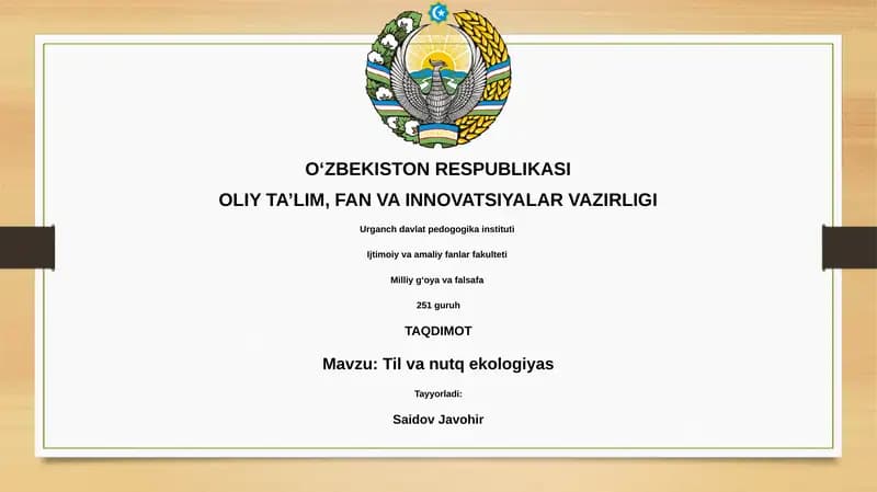 Til va nutq ekologiyasi