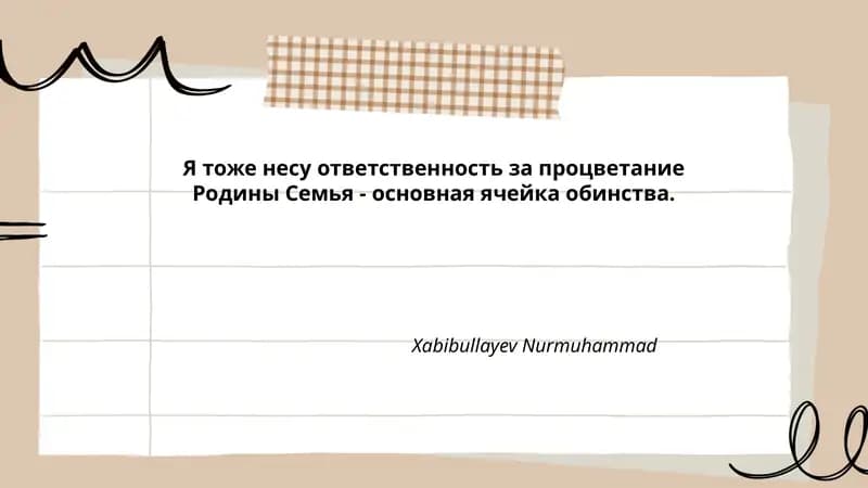 Oila — jamiyatning asosiy hujayrasi va vatan ravnaqi