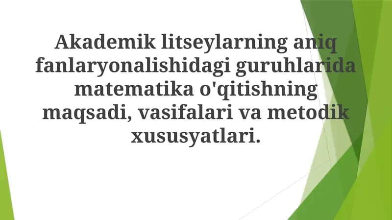 Matematika va Fan Fanlarini Integratsiyalash