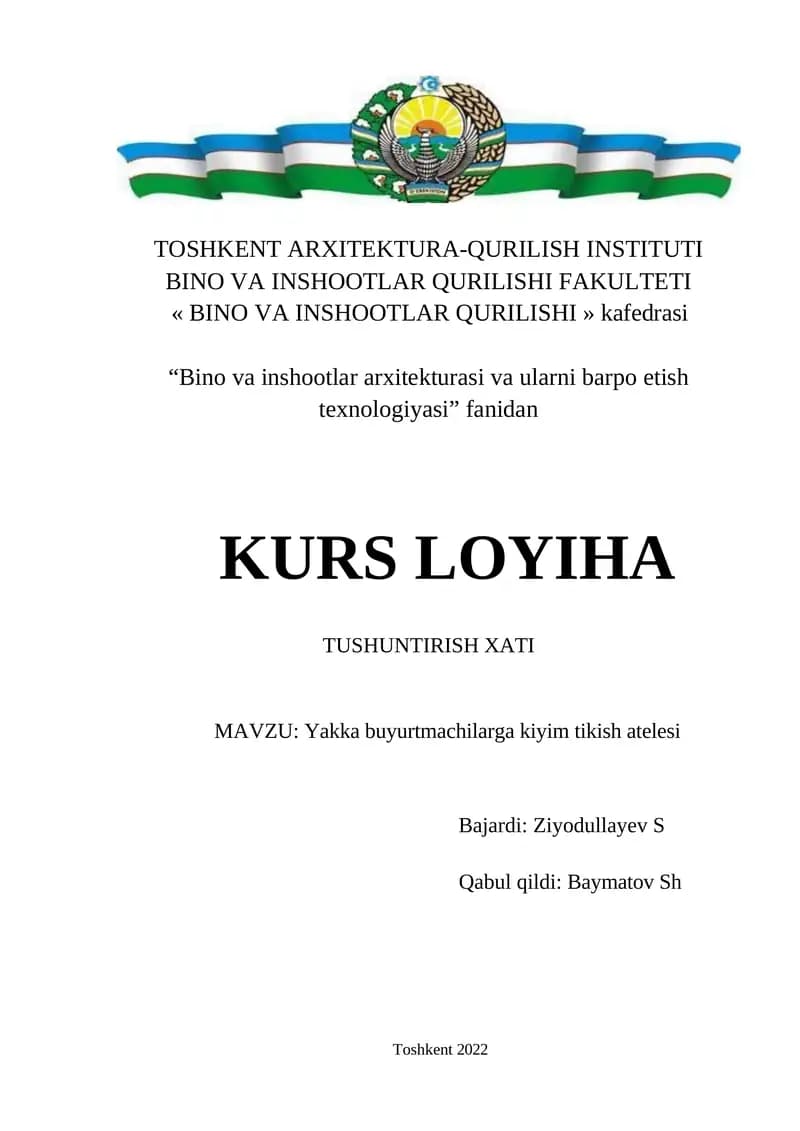 Yakka buyurtmachilarga kiyim tikish atelesi