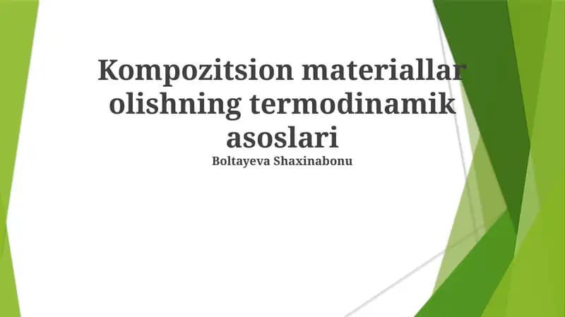 Kompozitsion materiallar olishning termodinamik asoslari