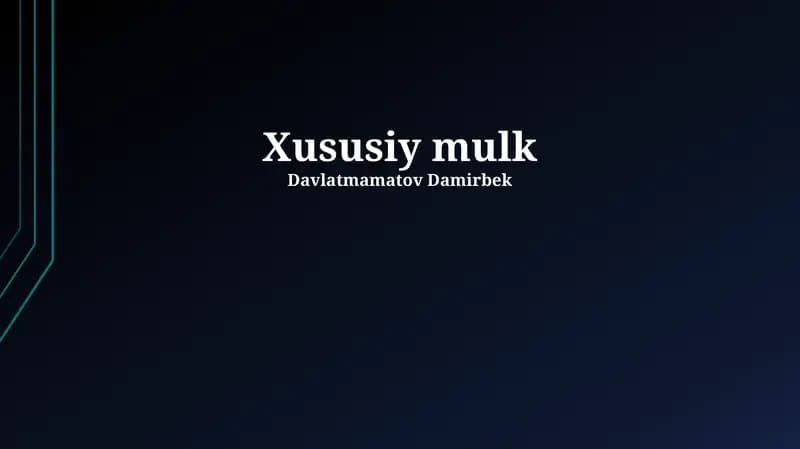 Xususiy mulk