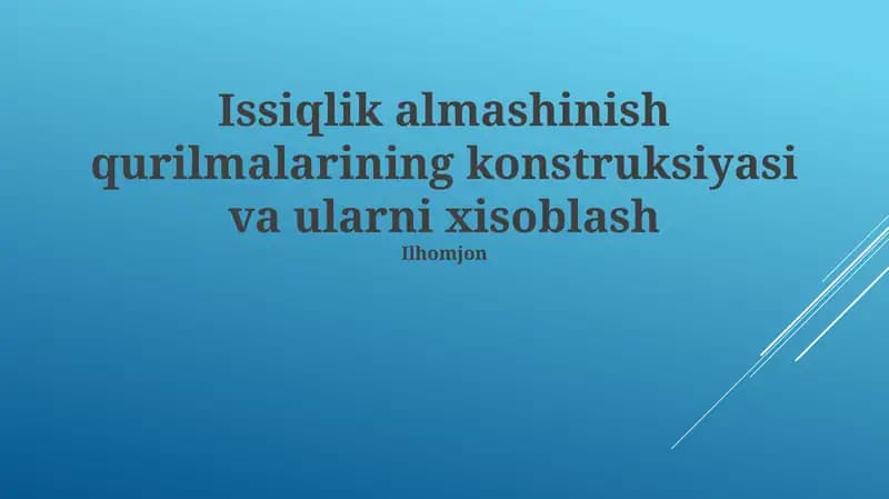 Issiqlik almashinish qurilmalari