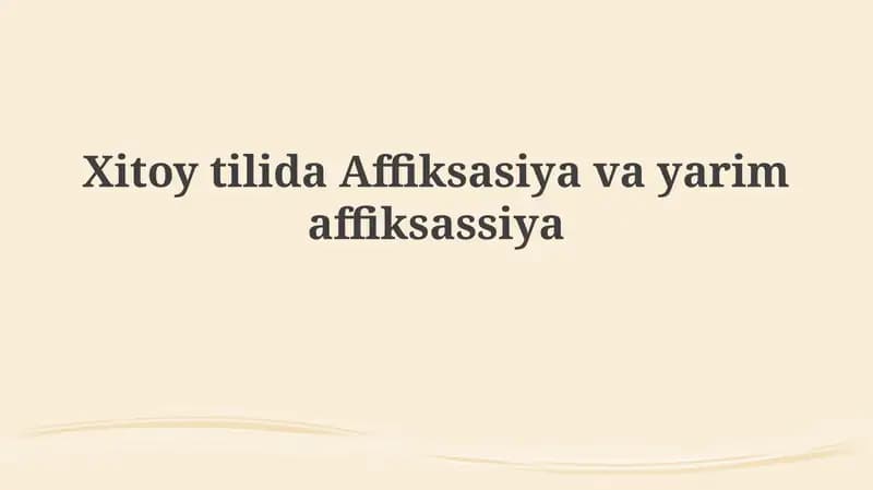 Xitoy tilida affiksatsiya va yarim affiksatsiya: umumiy ko'rinish