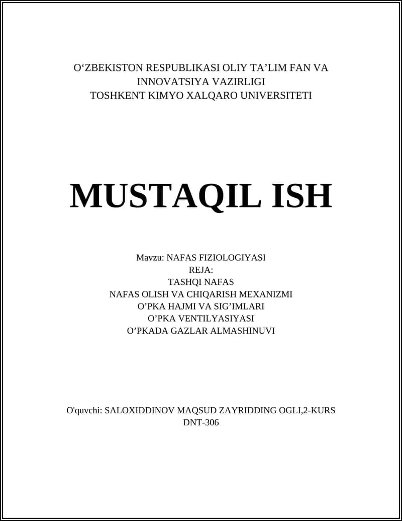 NAFAS FIZIOLOGIYASI