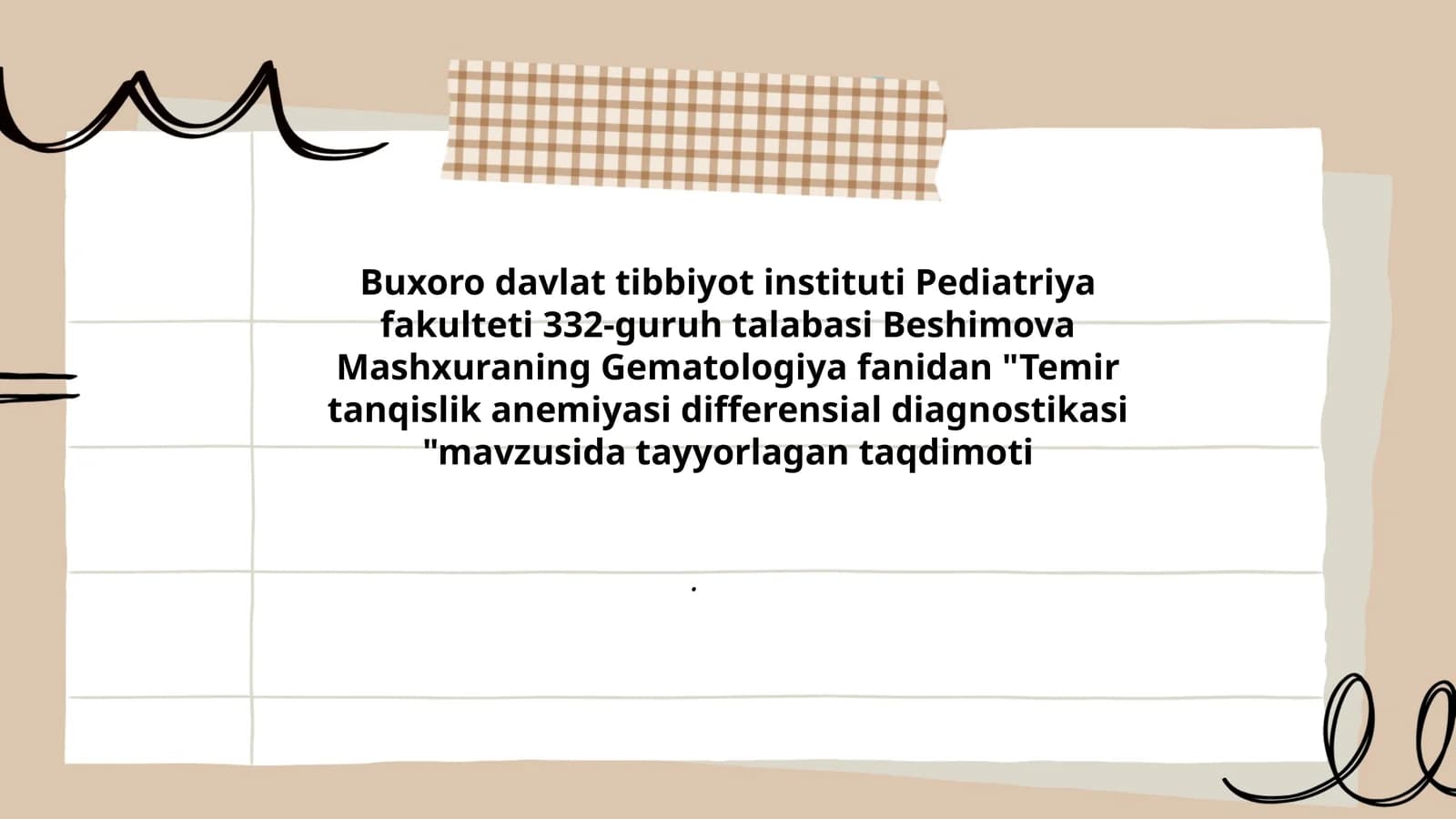 Temir tanqislik anemiyasi differensial diagnostikasi