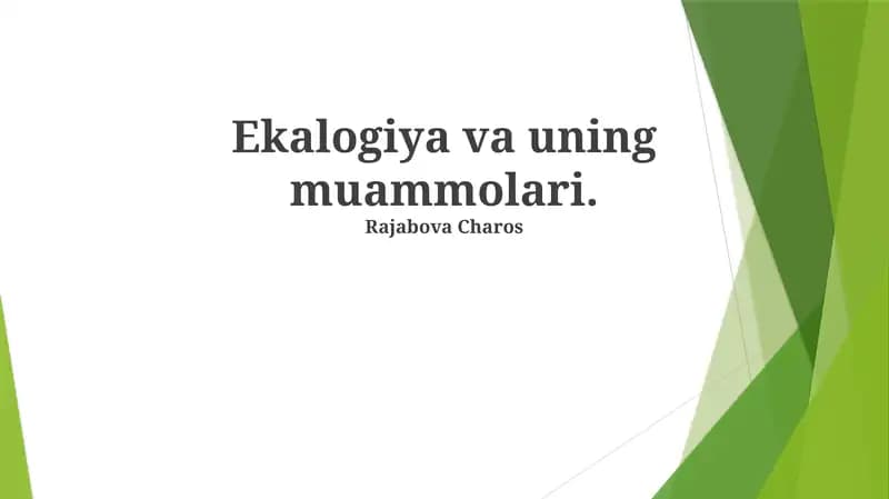 Ekologiya va uning muammolari