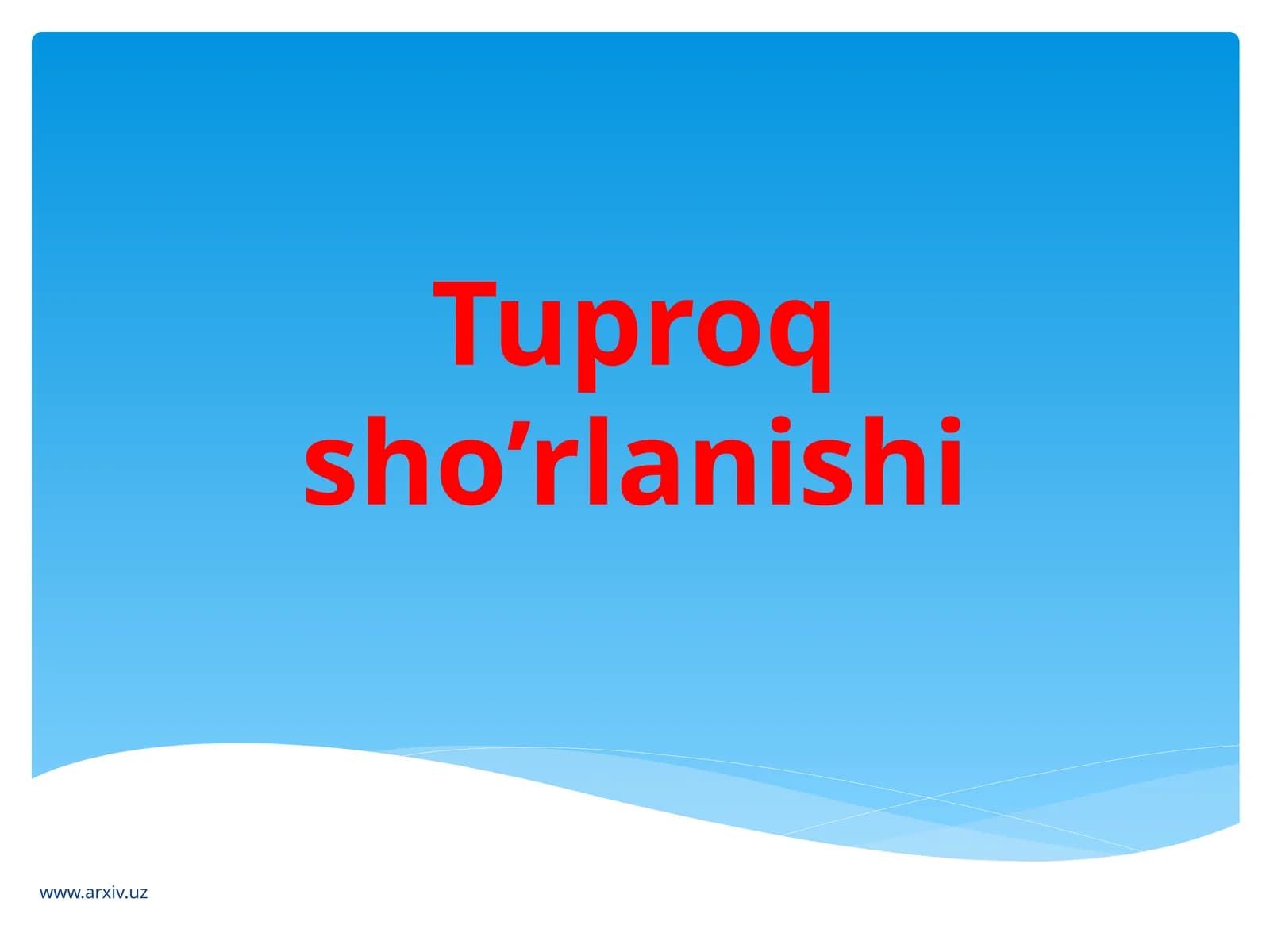 Tuproqsho’rlanishi