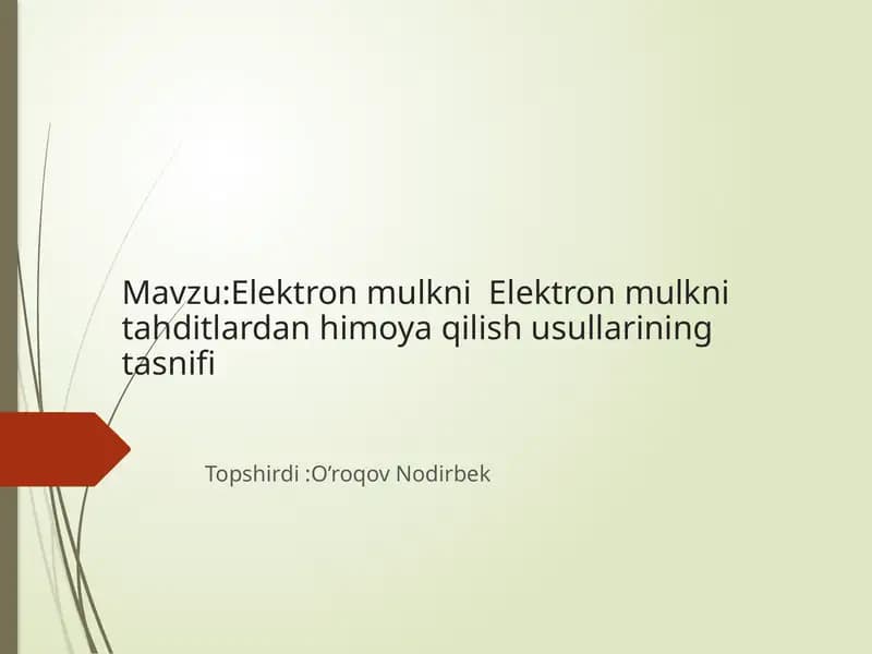 Elektronmulkni Elektronmulknitahditlardanhimoya qilish usullarining tasnifi