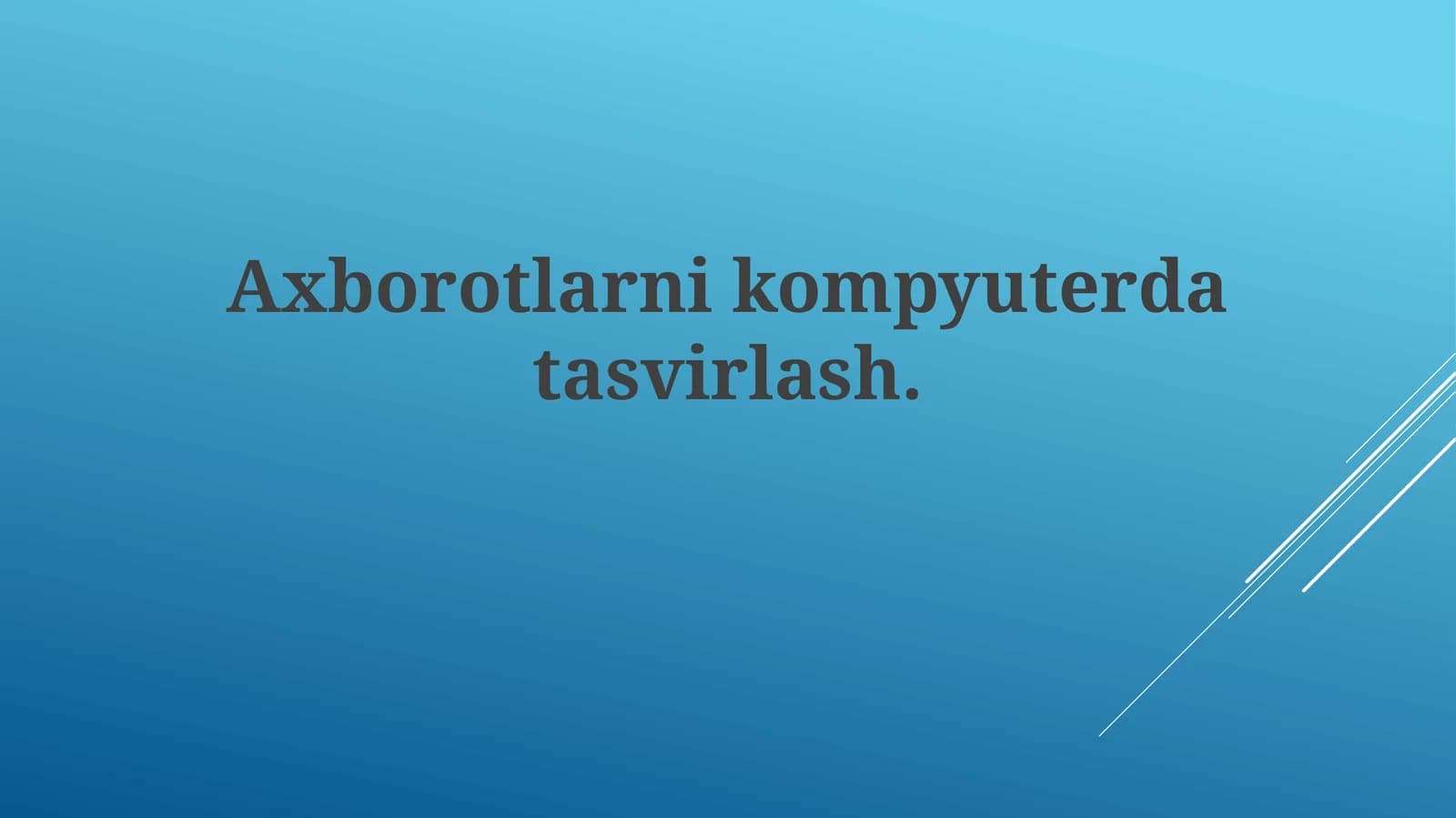 Axborotlarni Kompyuterda Tasvirlash