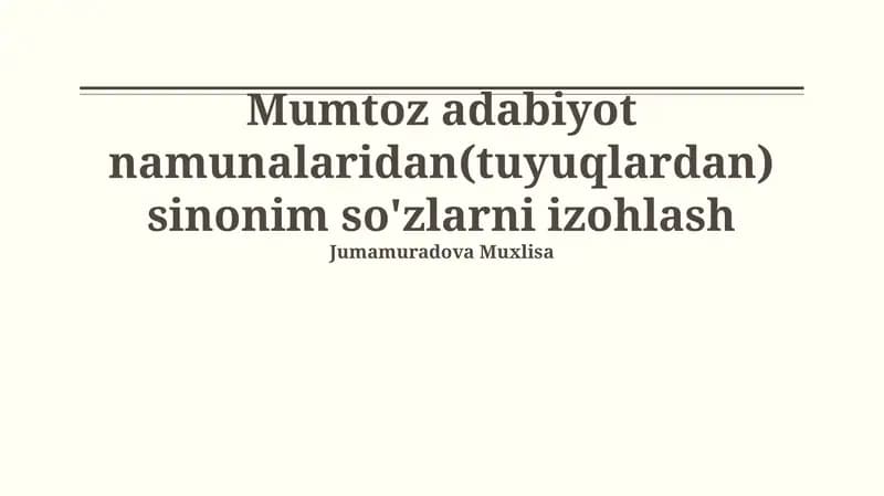 Sinonimlar va sheʼriy allegoriya