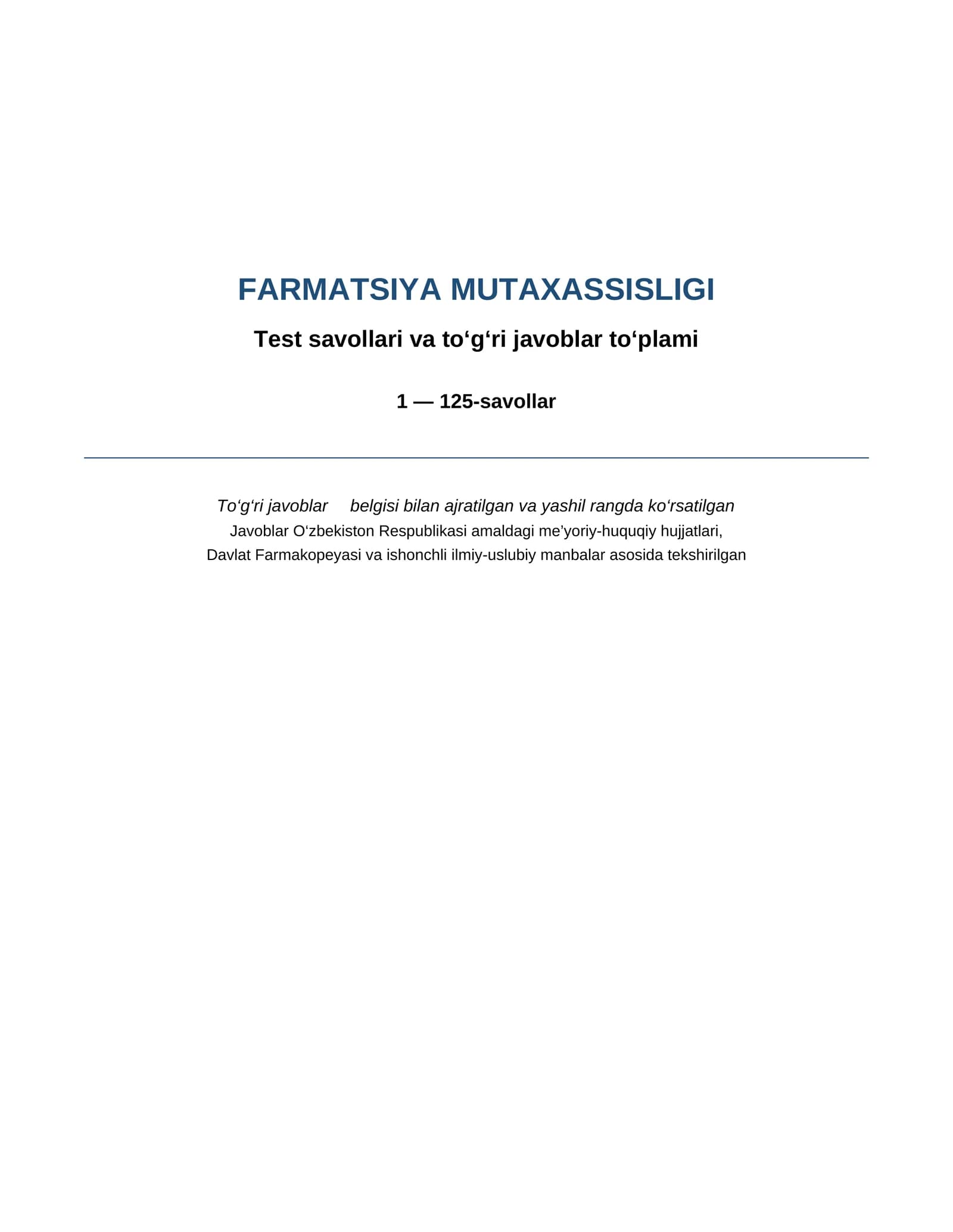 Farmatsiya mutaxassisligi