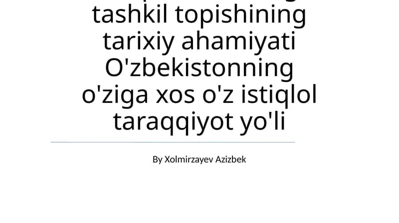 O'zbekistonning Mustaqillikka Yoli