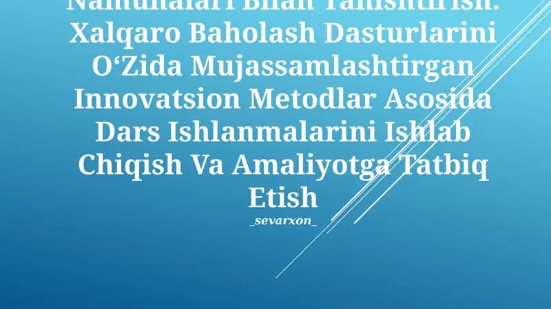 Timss, Pisa, Agma, Talis Xalqaro Baholash Dasturlari