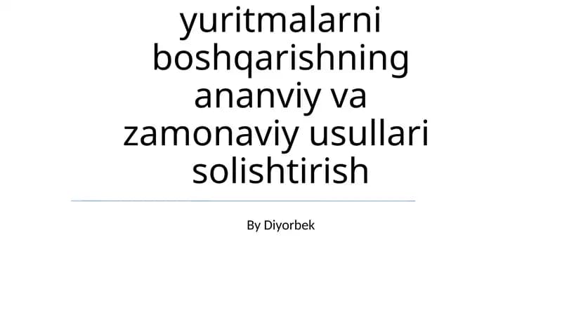 Elektron yuritmalarni boshqarishning ananviy va zamonaviy usullari solishtirish