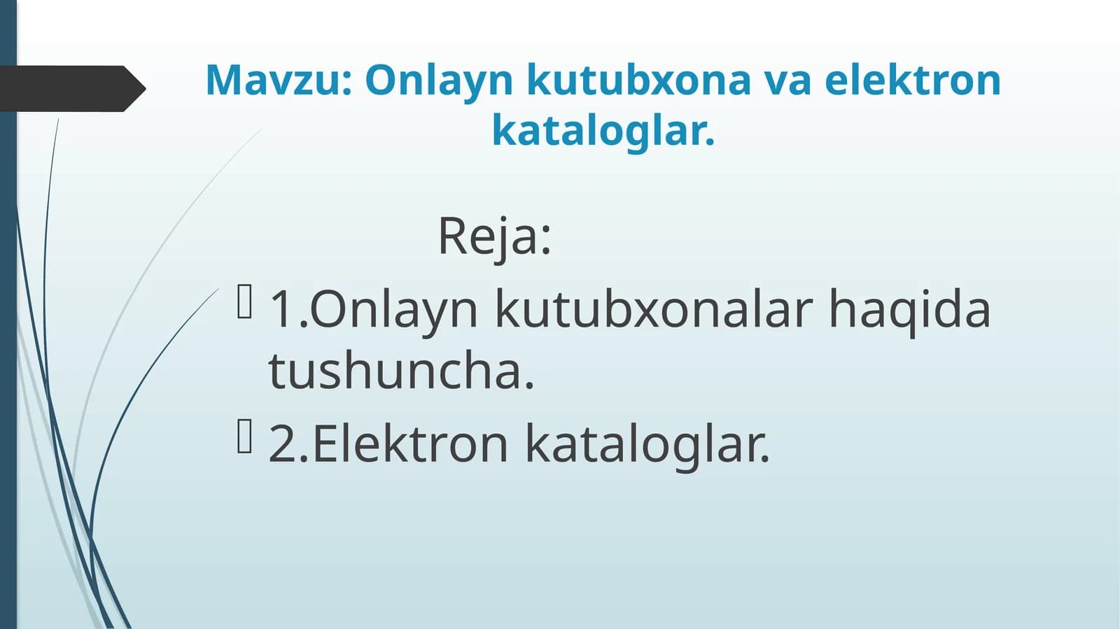 Onlaynkutubxona va elektron kataloglar