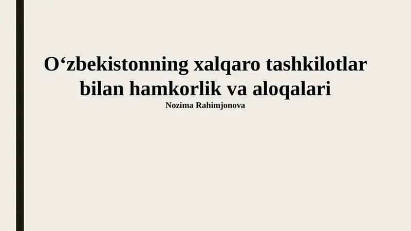 Oʻzbekistonning BMT bilan hamkorligi