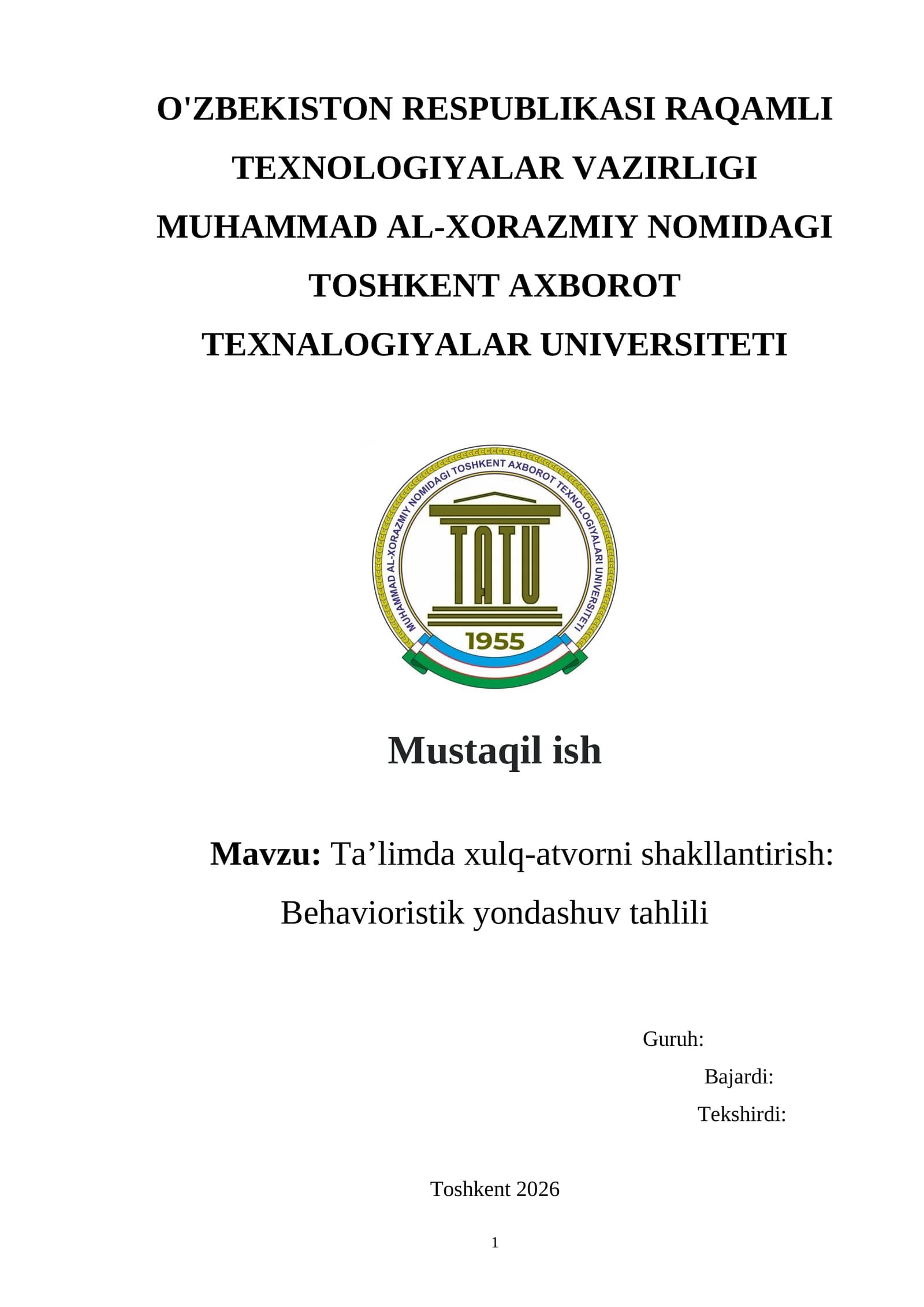 Ta’limda xulq-atvorni shakllantirish: Behavioristik yondashuv tahlili