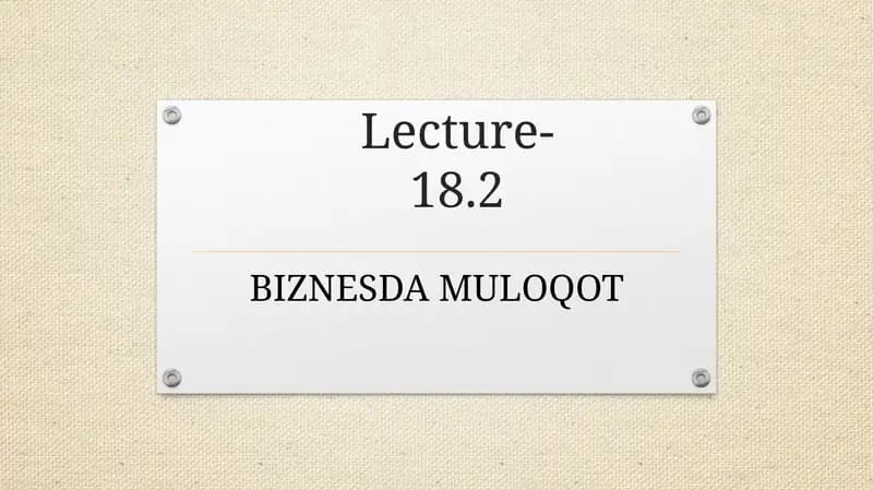 BIZNESDA MULOQOT