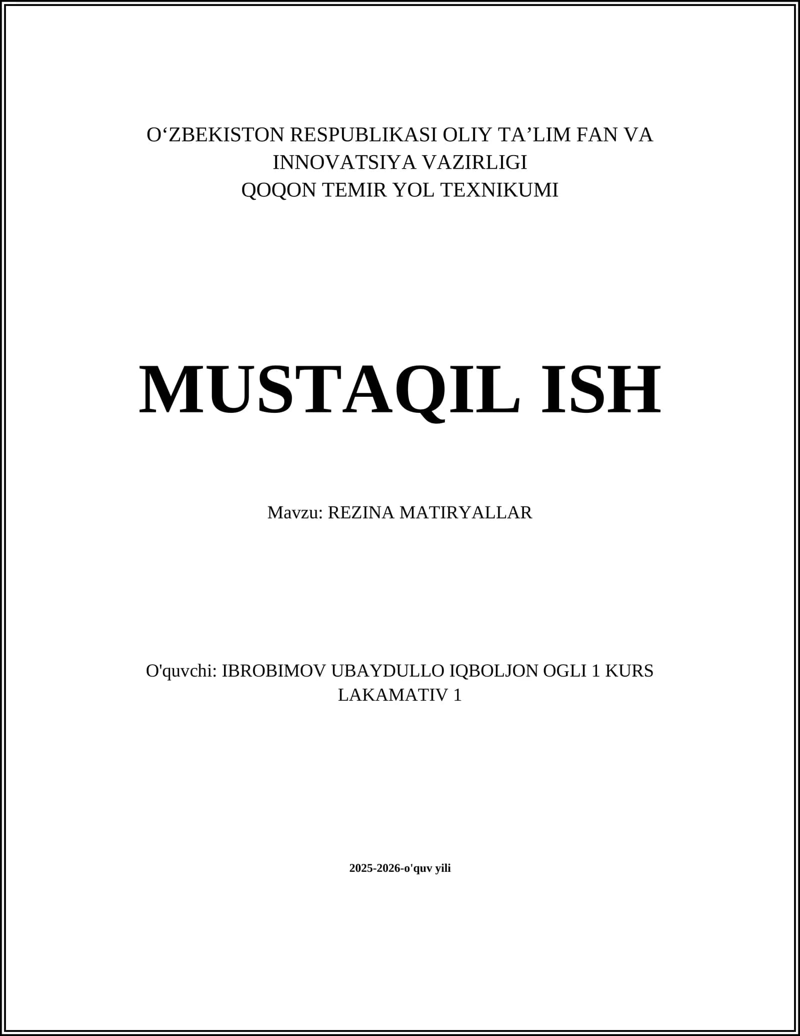 REZINA MATIRYALLAR